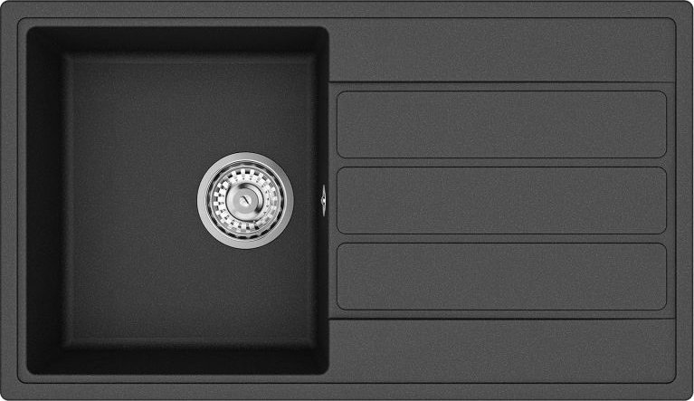 Zlewozmywak Aquasanita Zlewozmywak granitowy Helika ECO-3-B-SD Czarny Metalik