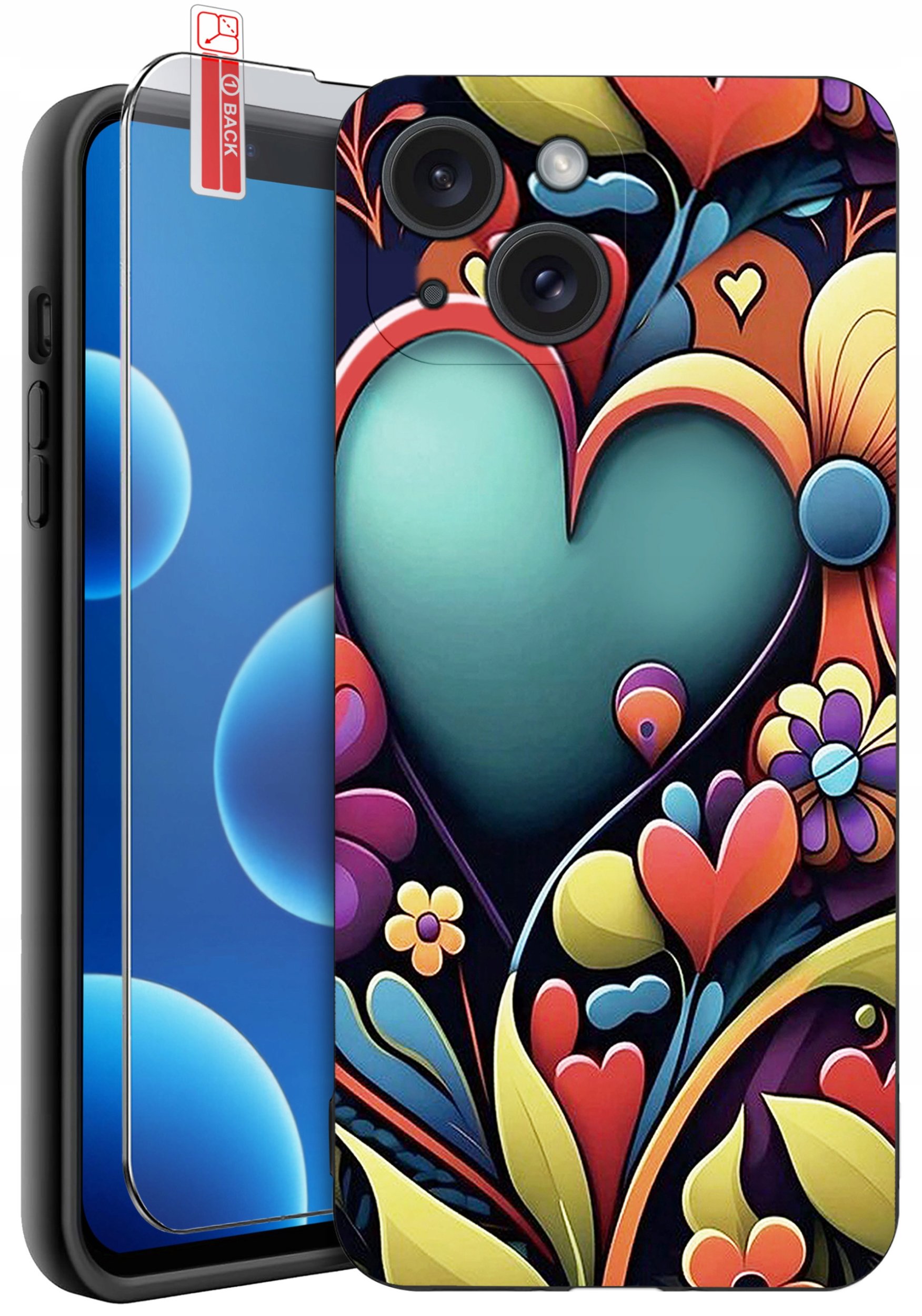 ETUI do iPhone 13 | 14 | WZORY | SILIKONOWE MATT CASE + SZKŁO 9H