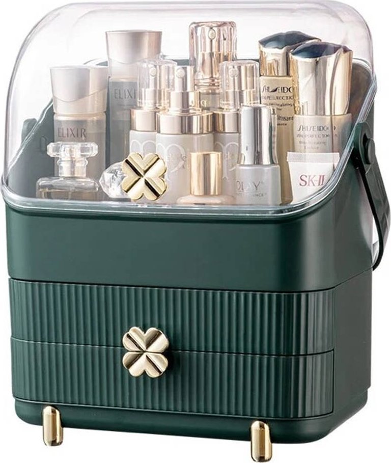 Strado Szkatułka organizer kuferek na kosmetyki biżuterię (Butelkowa Zieleń) uniwersalny