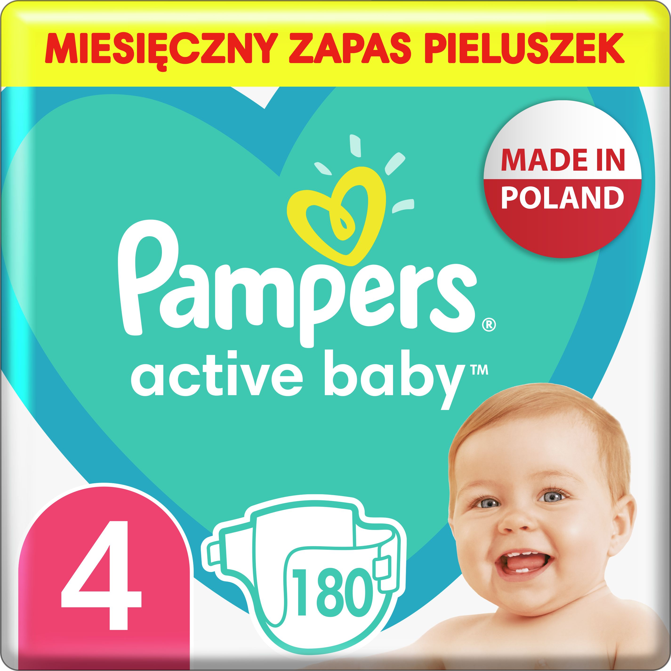 Pampers Pieluchy Active Baby 4, 9-14 kg, 180 szt.