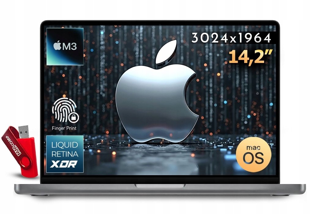 Laptop Apple Laptop MacBook Pro 14" M3 8GB 512GB 14" 3024x1964 Grafika dla projektantów
