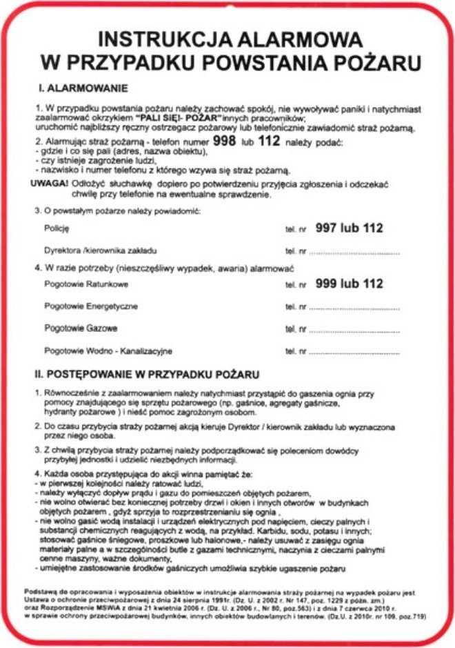 StudioCen Instrukcja na wypadek pożaru