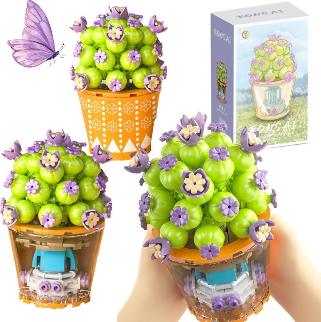 ZESTAW KLOCKI KWIATY W DONICZCE 3D DWUSTRONNA DONICZKA FONTANNA