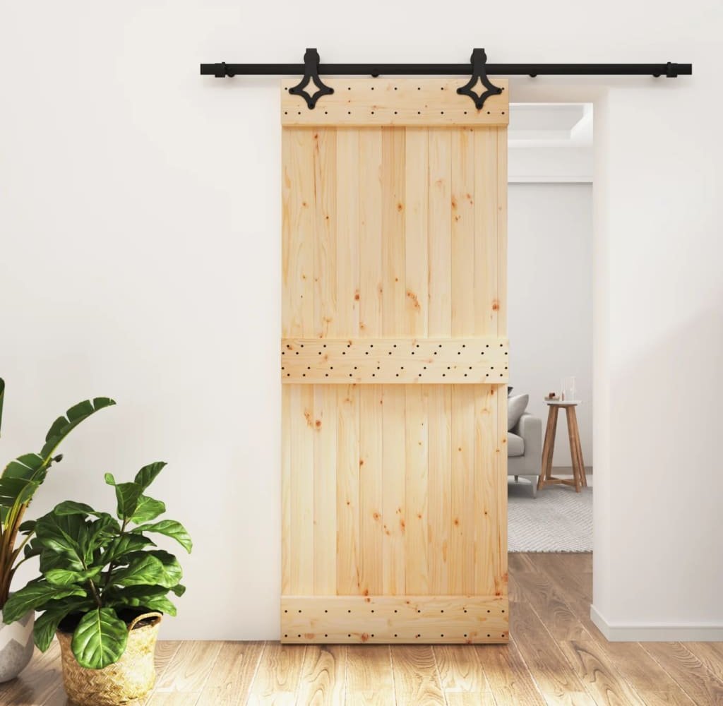 vidaXL vidaXL Drzwi przesuwne z osprzętem, 85x210 cm, lite drewno sosnowe