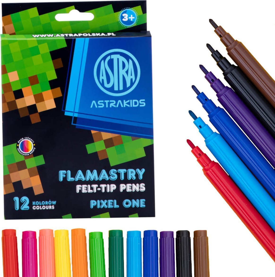 Astra Flamastry szkolne pisaki mazaki Pixel One Minecraft 12 kolorów ASTRA