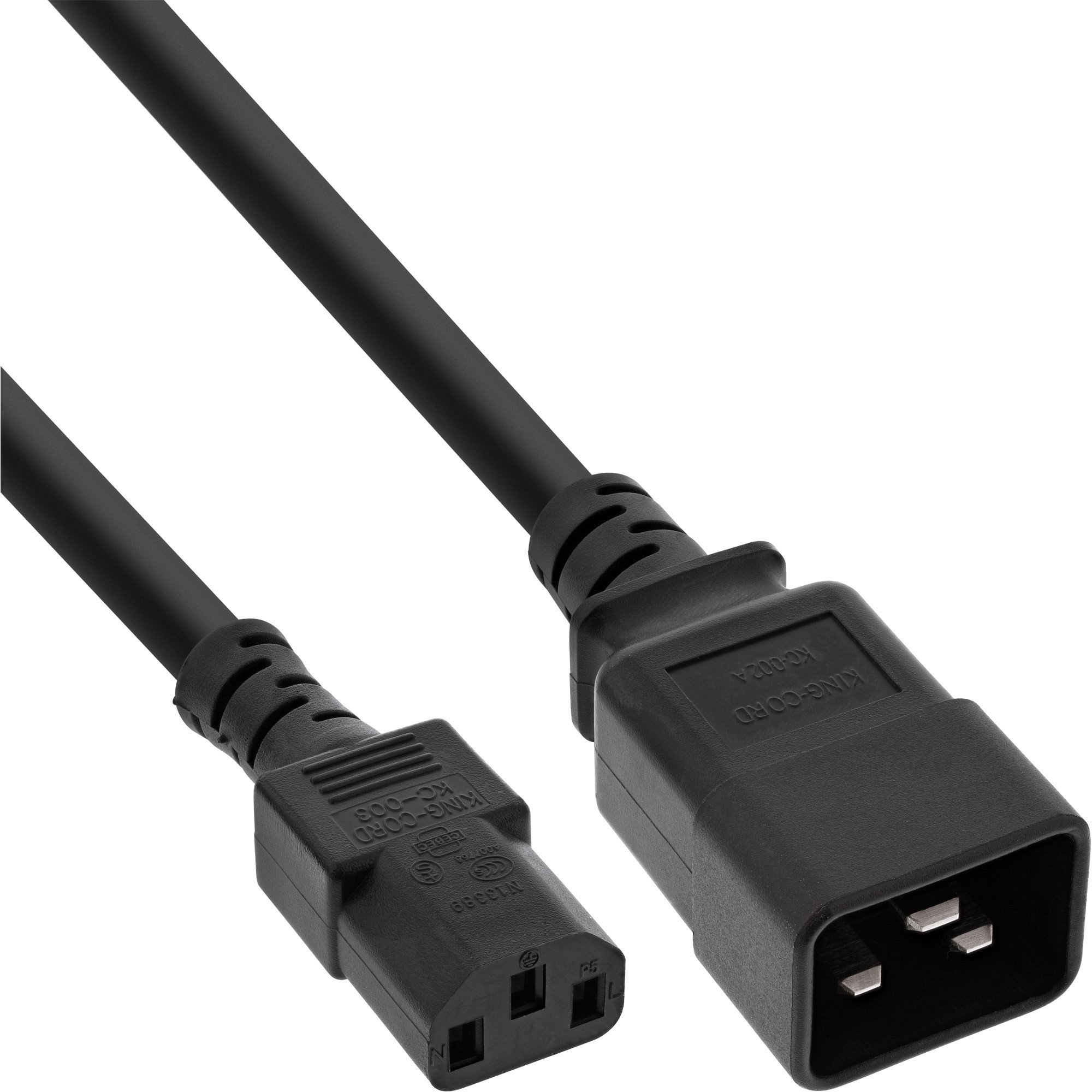 INLINE Netz Adapterkabel IEC-60320 C20 auf C13 max. 10A schwarz 2m