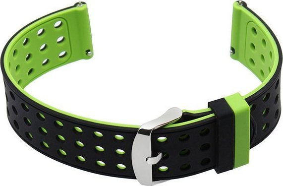 Pasek gumowy do zegarka U12 - czarny/zielony - 20mm