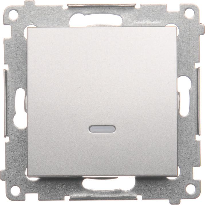 Kontakt-Simon Łącznik jednobiegunowy z podświetleniem srebrny mat - DW1L.01/43