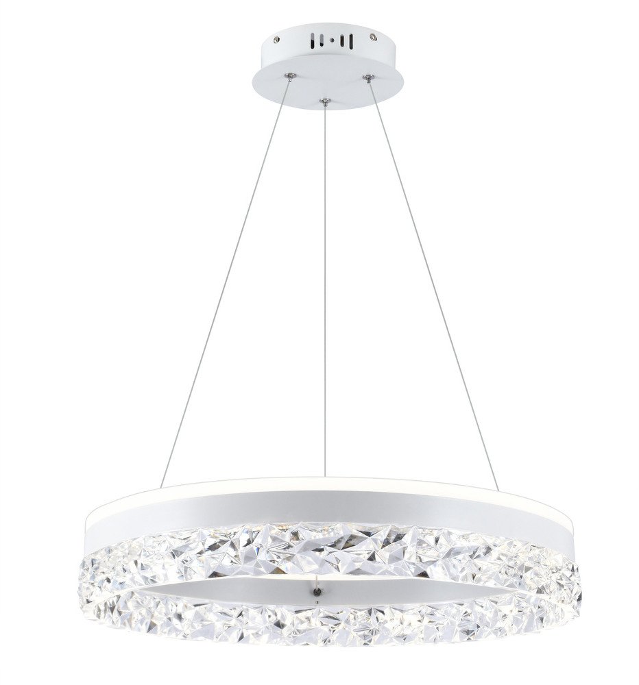 FROZI lampa wisząca biały 32W LED 3000K kryształki bezbarwne