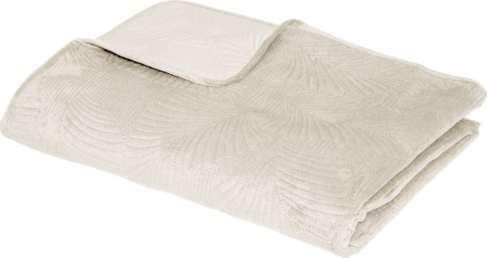 Dekoracja domu Narzuta Leaf Ivory 240x260 cm welurowa