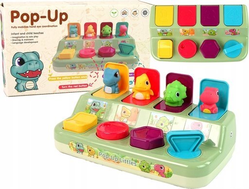 LeanToys Zabawka Zręcznościowa Pop-up dla Malucha Zwierzątka Dinozaury
