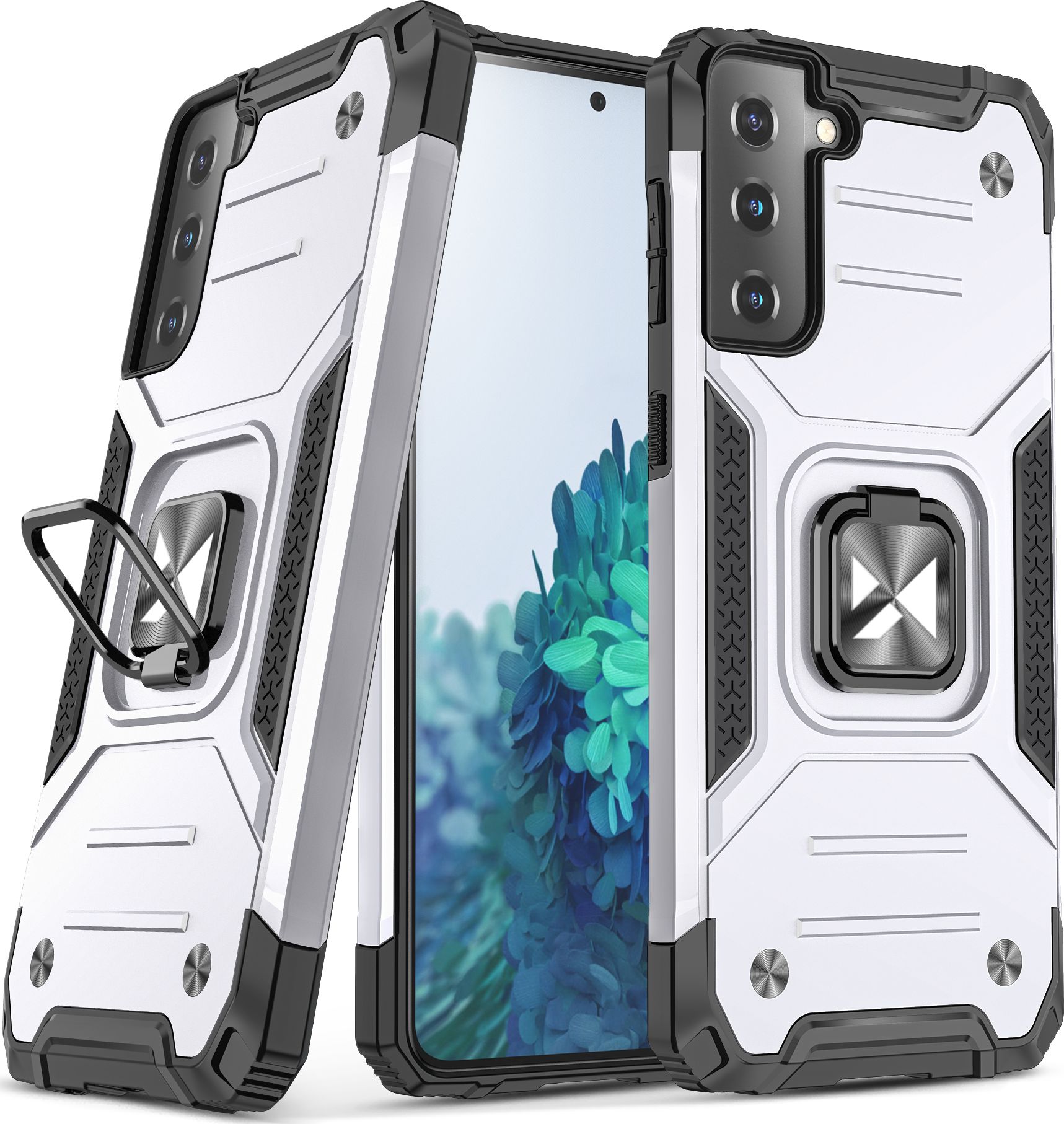Wozinsky Wozinsky Ring Armor pancerne hybrydowe etui pokrowiec + magnetyczny uchwyt Samsung Galaxy S22 srebrny