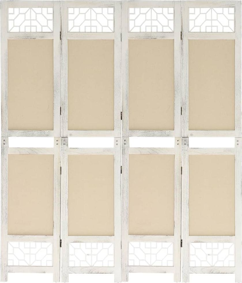 vidaXL 338559 4-Panel Room Divider Cream 140x165 cm Fabric