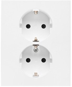 Gniazdo Schuko Kontakt-Simon 55 TGSZ2PZFAR/111 z przesłonami podwójne 16 A, 250V~, zaciski śrubowe biały mat