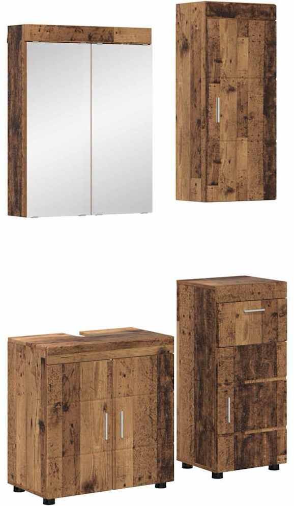 vidaXL Zestaw mebli łazienkowych z szufladą z półką TULUM Stare drewno