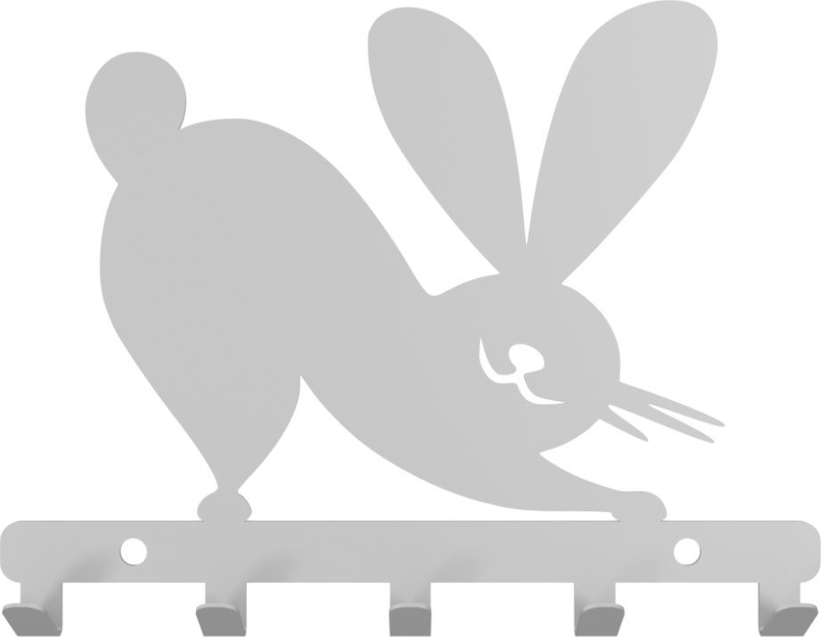 MT3CH Metalowy wieszak ścienny wiszący do łazienki na ręczniki ubrania klucze loft KRÓLIK srebrny