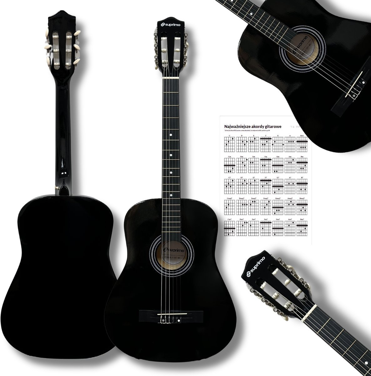 SUPRIMO CGS1 BK gitara klasyczna 4/4 czarna do nau