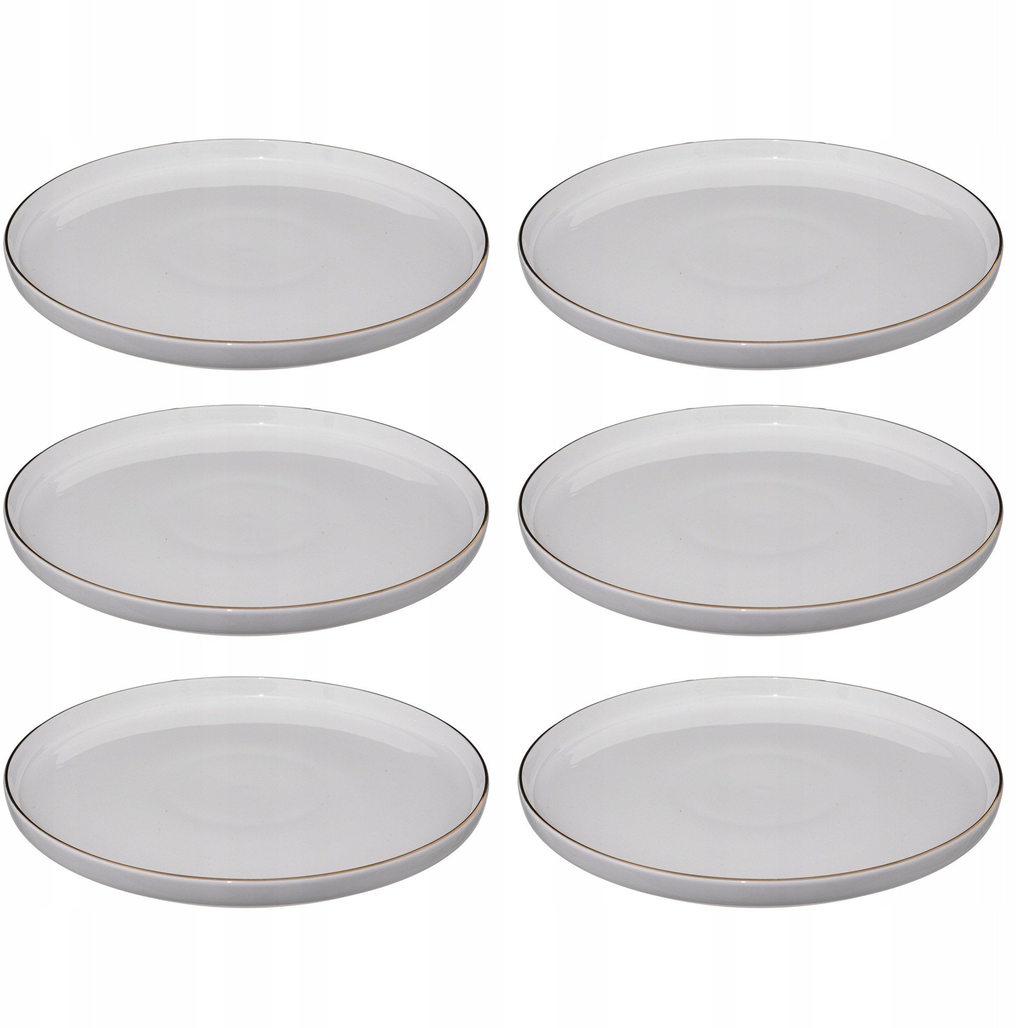 Talerze obiadowe porcelanowe SUBLIMA, złota obwódka, 6 sztuk x Ø 27 cm