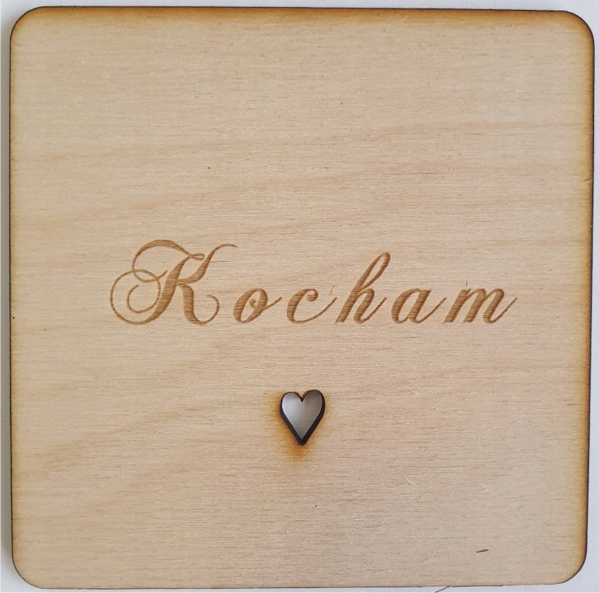 details Podkładki pod kubek 10x10cm drewno nadruk kocham