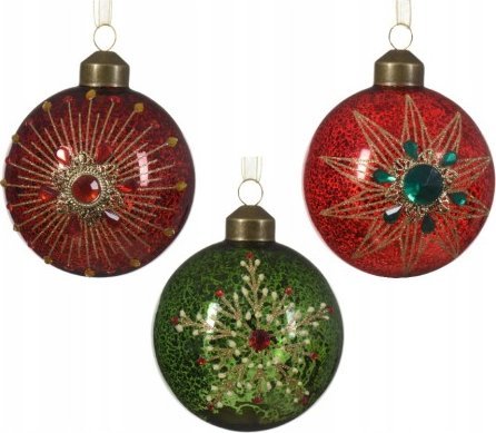 Kaemingk Bombka na choinkę szklana brokatowa ozdobna 8 cm 1szt