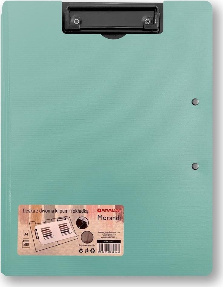 Deska z dwoma klipami i okładką A4/A3 nieb-zielona
