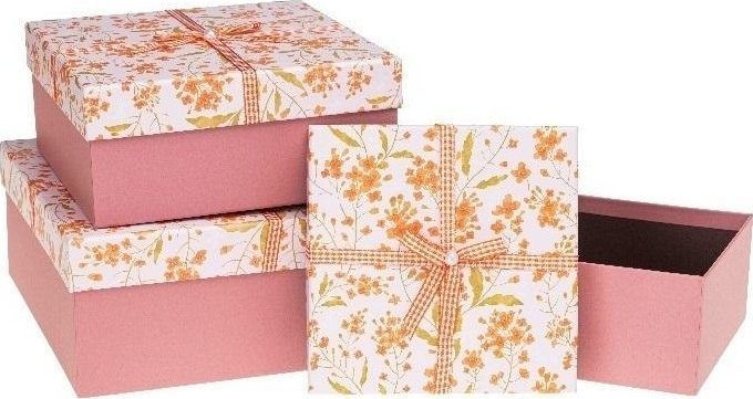 Pudełko prezentowe z kokardą 3szt różowy ROZETTE