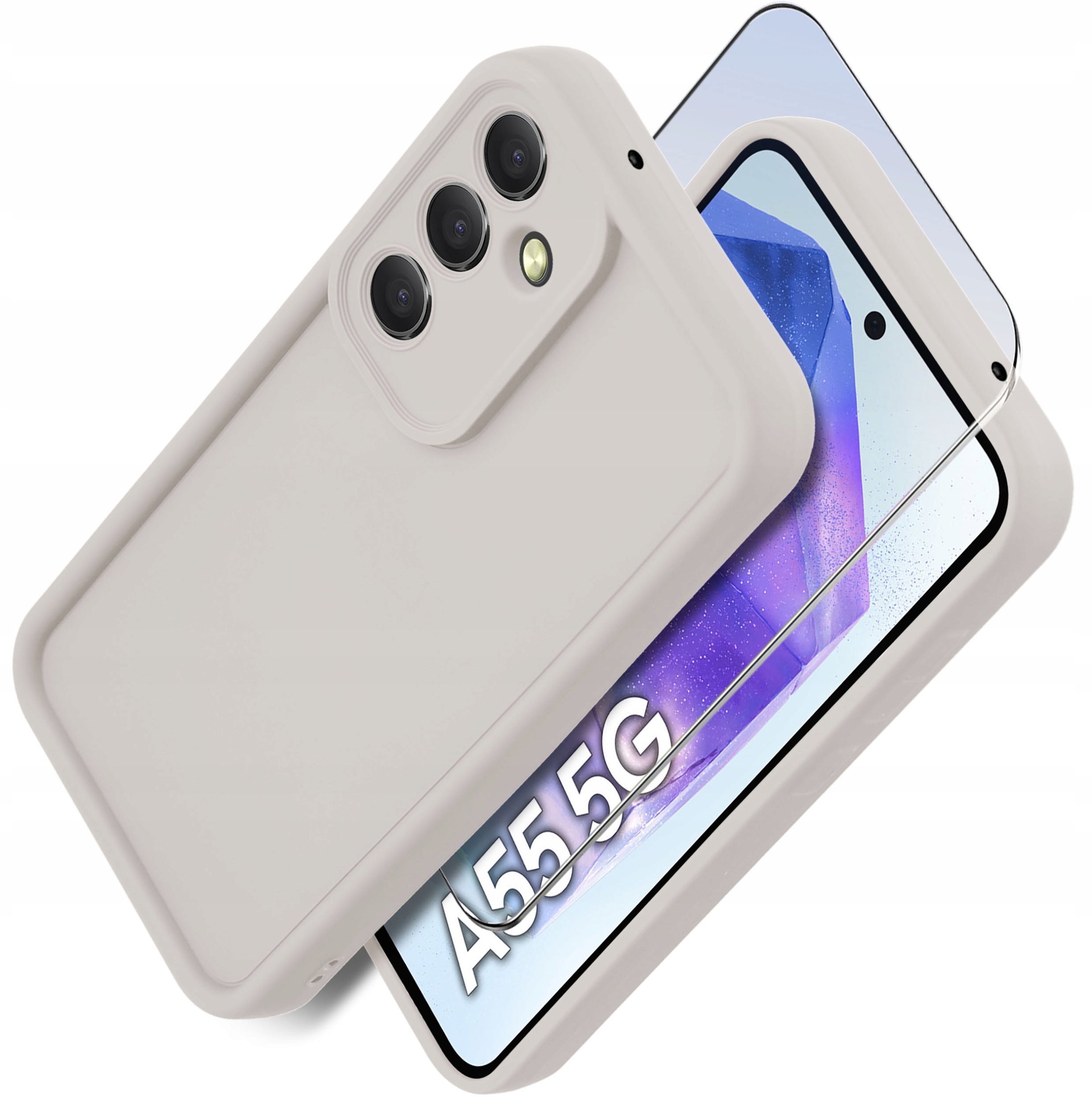 Etui do Samsung A55 5G silikonowe MATOWE + Szkło ochronne na ekran 9H