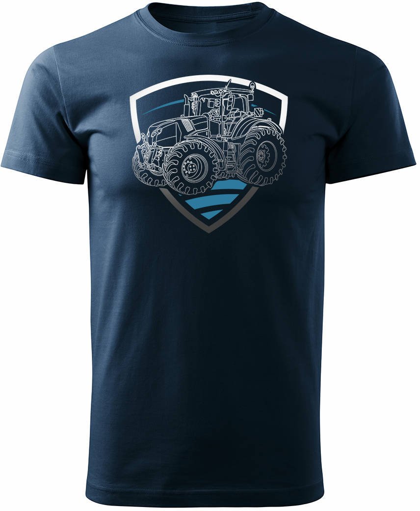 Koszulka z traktorem Claas dla rolnika męska granatowa REGULAR XL