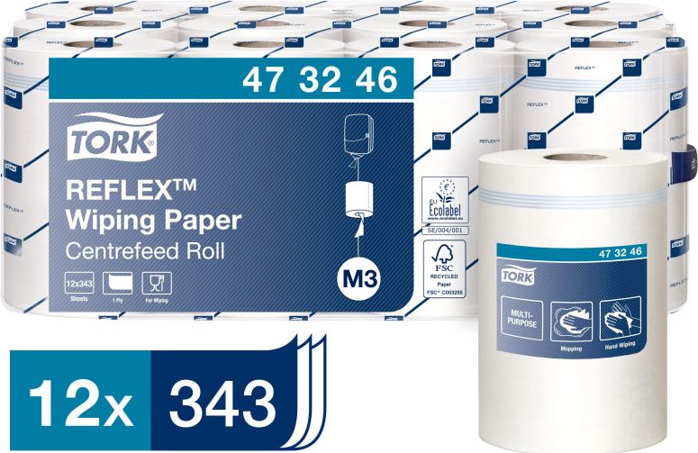 Tork Reflex - Czyściwo papierowe w małej roli do lekkich zabrudzeń, 1-warstwowe, advanced - Białe