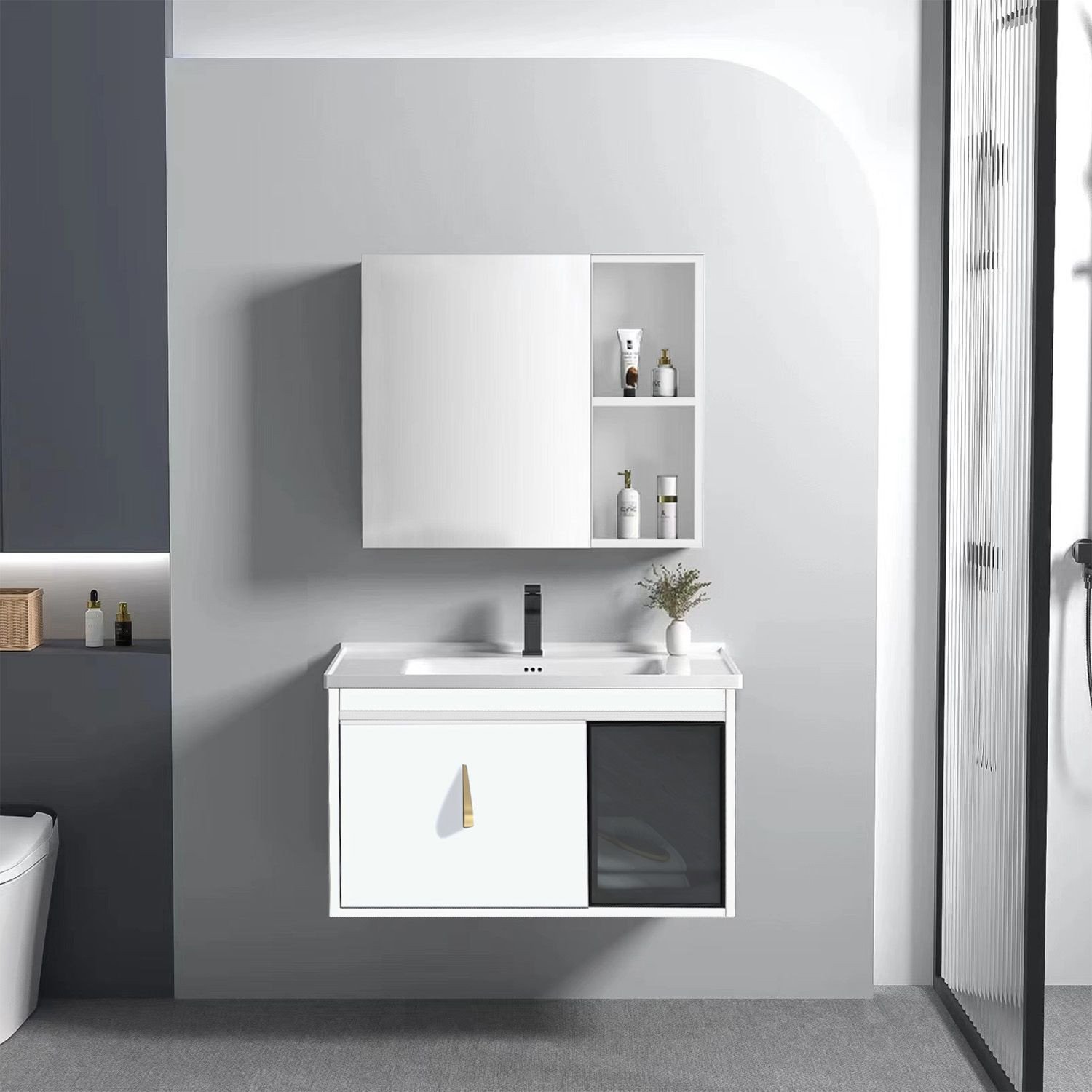 Zestaw mebli łazienkowych z Umywalką Paris 60cm Biały