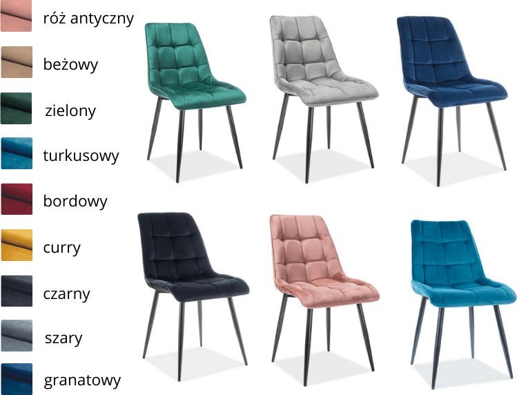 Signal Zestaw 6 krzeseł CHIC VELVET mix kolorów