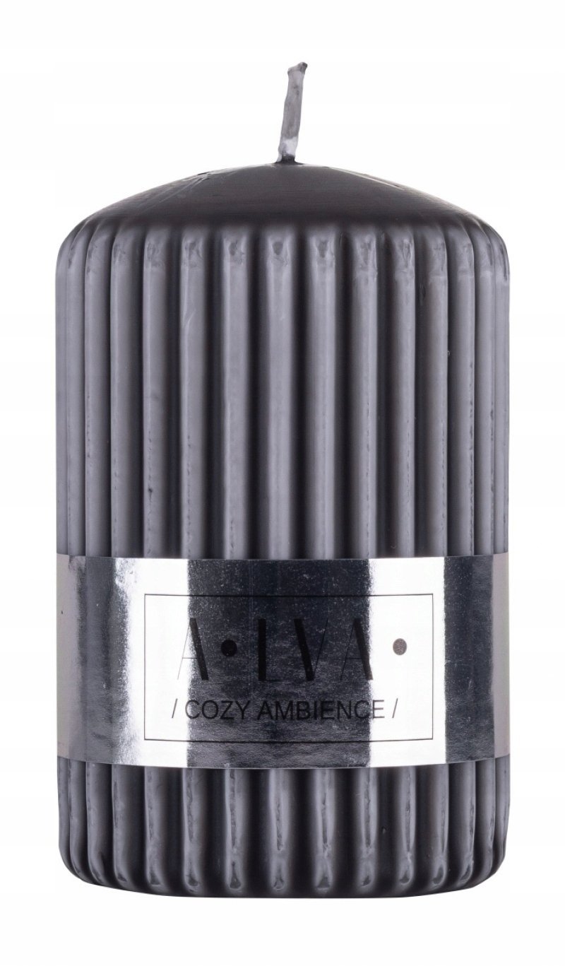 Donau Home Świeca słupek żłobkowana Alva, 60x90mm, antracytowy