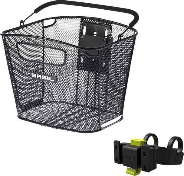 Basil Kosz na kierownicę BASIL BOLD FRONT KF stalowy czarny + Płytka mocująca do kosza BASIL KLICKFIX