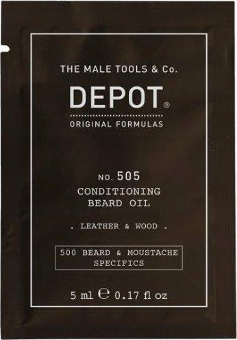 Aveda Depot, 500 Beard & Mustache Specifics No. 505, Beard Oil, Leather & Wood, Vitamin E, For Shine & Softness, 5 ml For Men