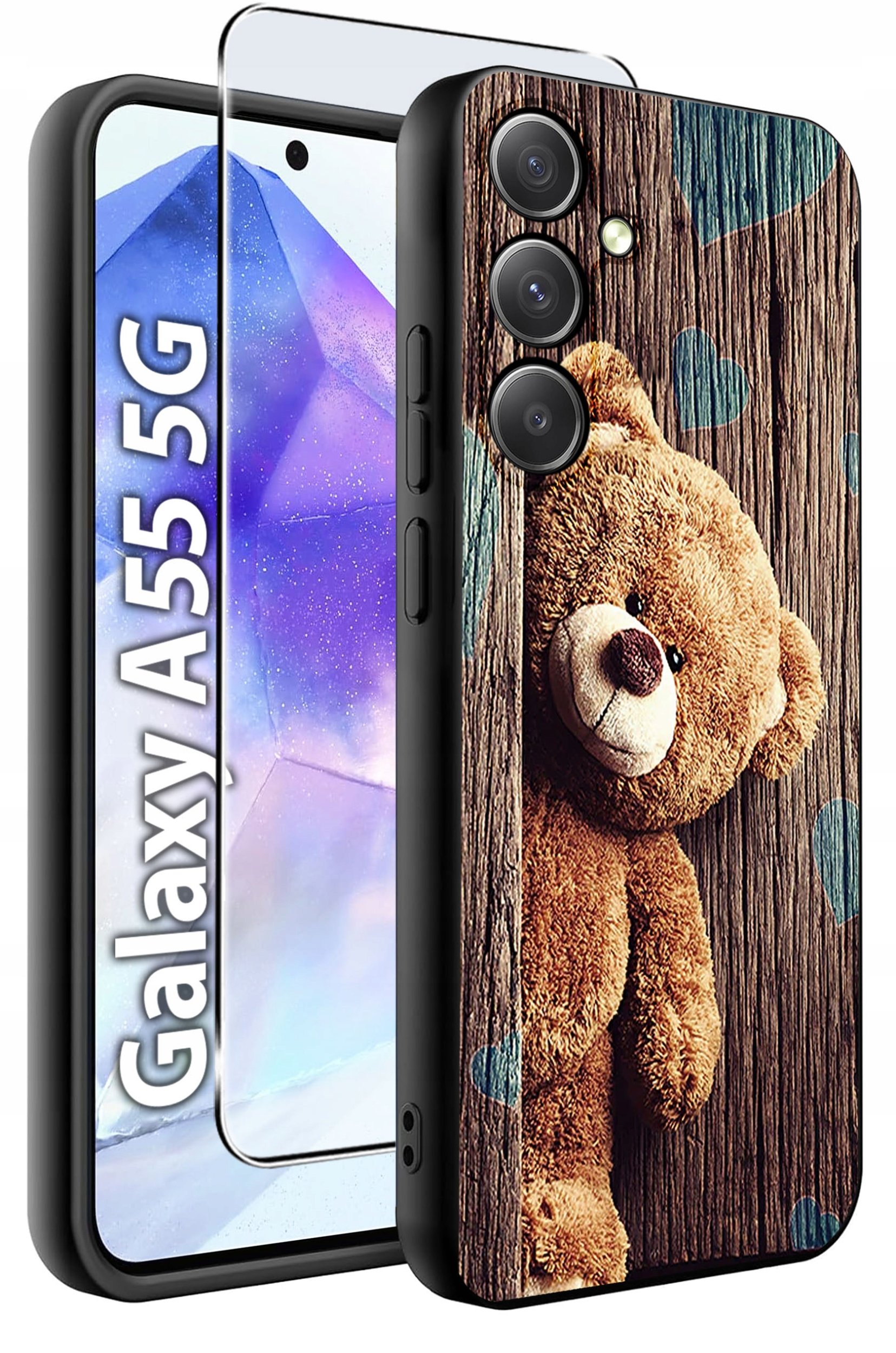 ETUI do Samsung A55 5G WZORY | SILIKONOWE MATT CASE + SZKŁO HARTOWANE 9H