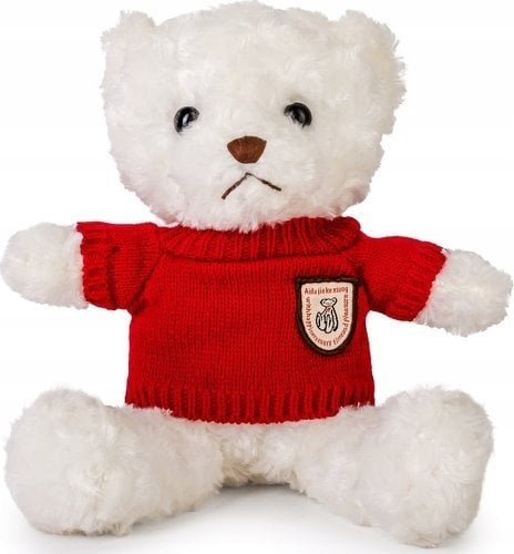 Miś biały 22cm w sweterku czerwony