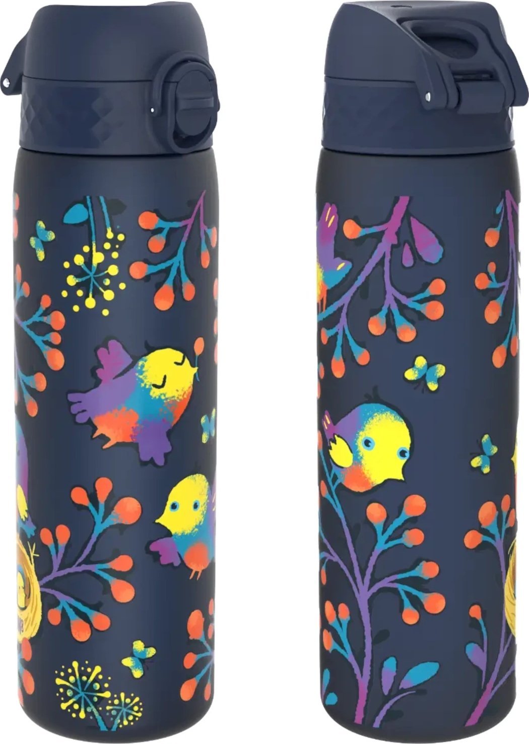 ion8 Granatowa butelka na wodę dla dzieci w ptaki 500 ml