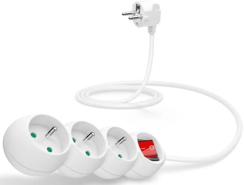 CONNECT IT prodlužovací kabel 230 V, 3 zásuvky, 1,5 m, s vypínačem (bílý)