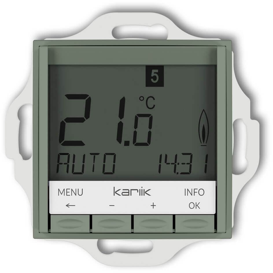 Karlik MINI Mechanizm uniwersalnego elektronicznego tygodniowego regulatora temperatury (podświetlenie niebieskie) szary 61MRT-3.2