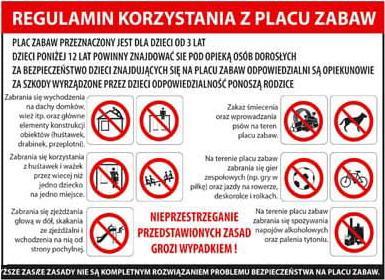 Mój dom Regulamin Placu Zabaw - Duży - Pcv 35X50