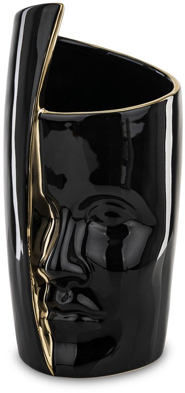 Wazon Ceramiczny czarny Flakon twarz na kwiaty do pokoju