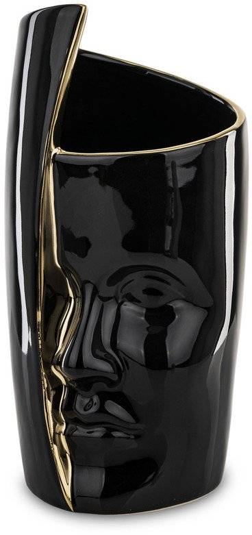 Wazon Ceramiczny czarny Flakon twarz na kwiaty do pokoju