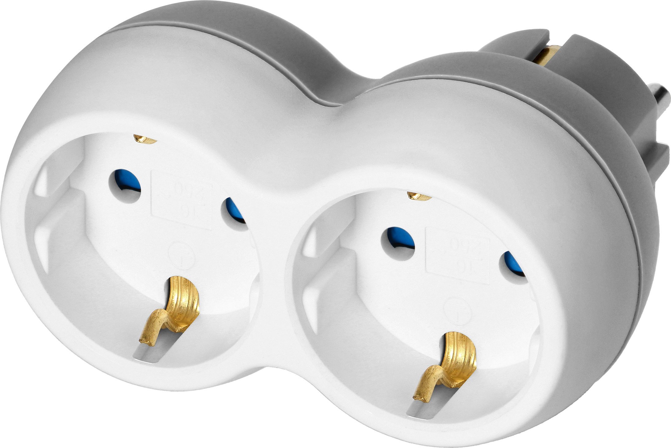 Orno Rozgałęźnik 2x2P+Z (Schuko), biało-szary