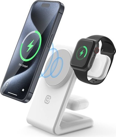 Ładowarka Crong Ładowarka bezprzewodowa 3w1 z MagSafe do iPhone, Apple Watch i AirPods