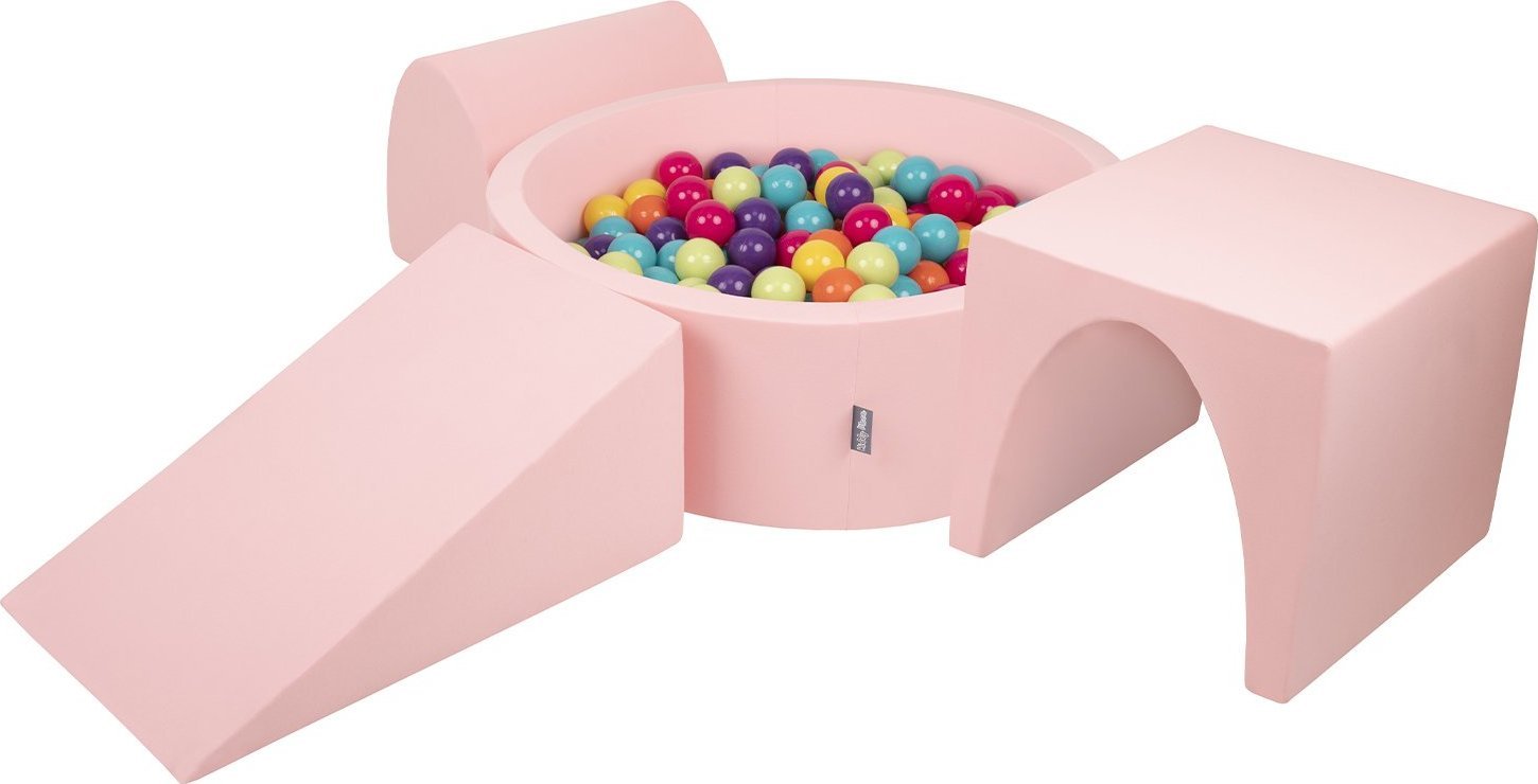 KiddyMoon KiddyMoon Piankowy plac zabaw PPZP-OK30D-124 z piłeczkami różowy: jasny zielony-żółty-turkus-pomarańcz-ciemny róż-fiolet basen 200/klin L/gó