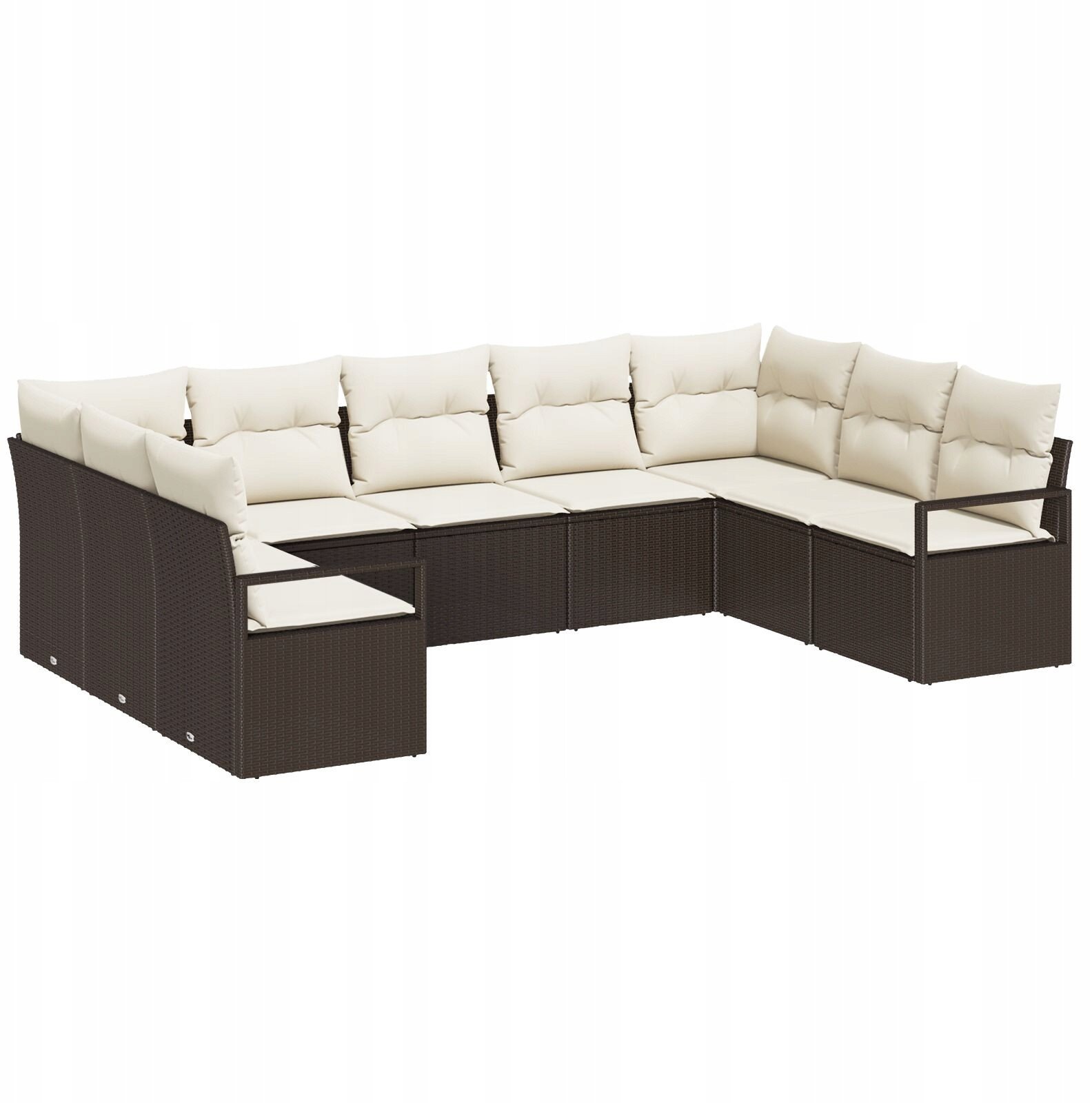 Zestaw sofy ogrodowej vidaXL 9-częściowy z poduszkami Brązowy Polirattan, Zestaw sofy ogrodowej vidaXL 2-osobowej z miejscem na przechowywanie i podus