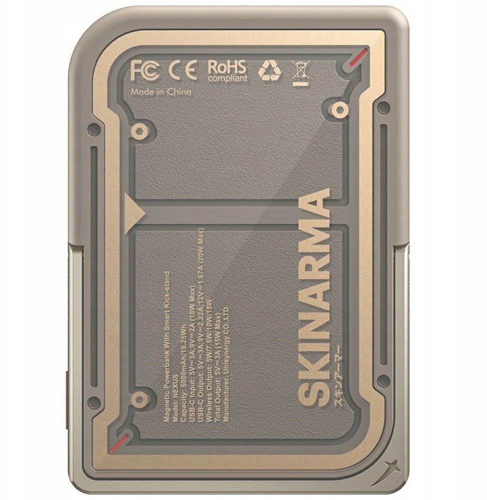 Powerbank SKINARMA Powerbank Nexus Mecha Magnetic Kick-Stand 5000mAh 20W PD USB-C MagSafe złoty