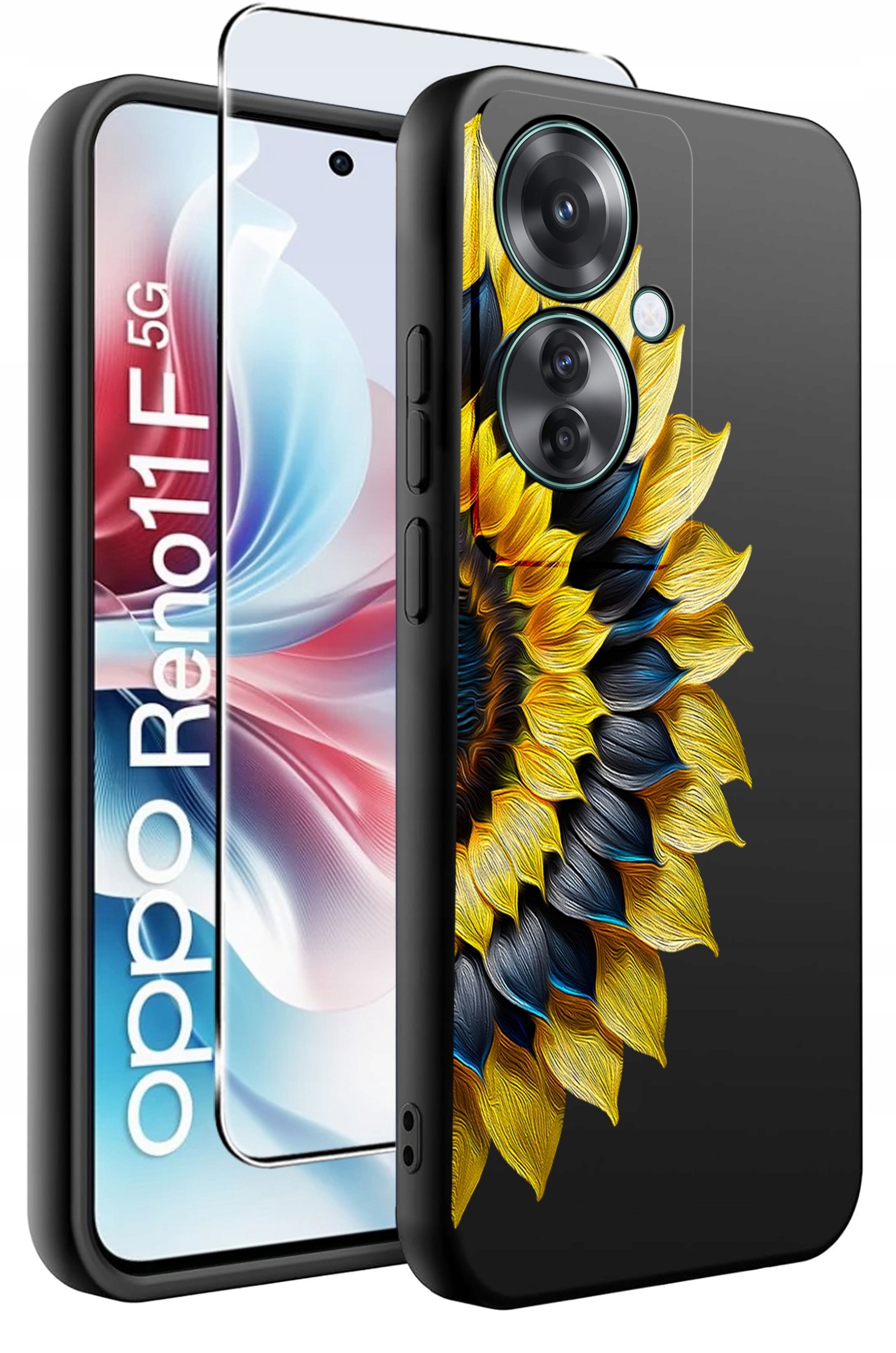 ETUI do Oppo Reno11 F 5G WZORY | SILIKONOWE MATT CASE + SZKŁO HARTOWANE 9H