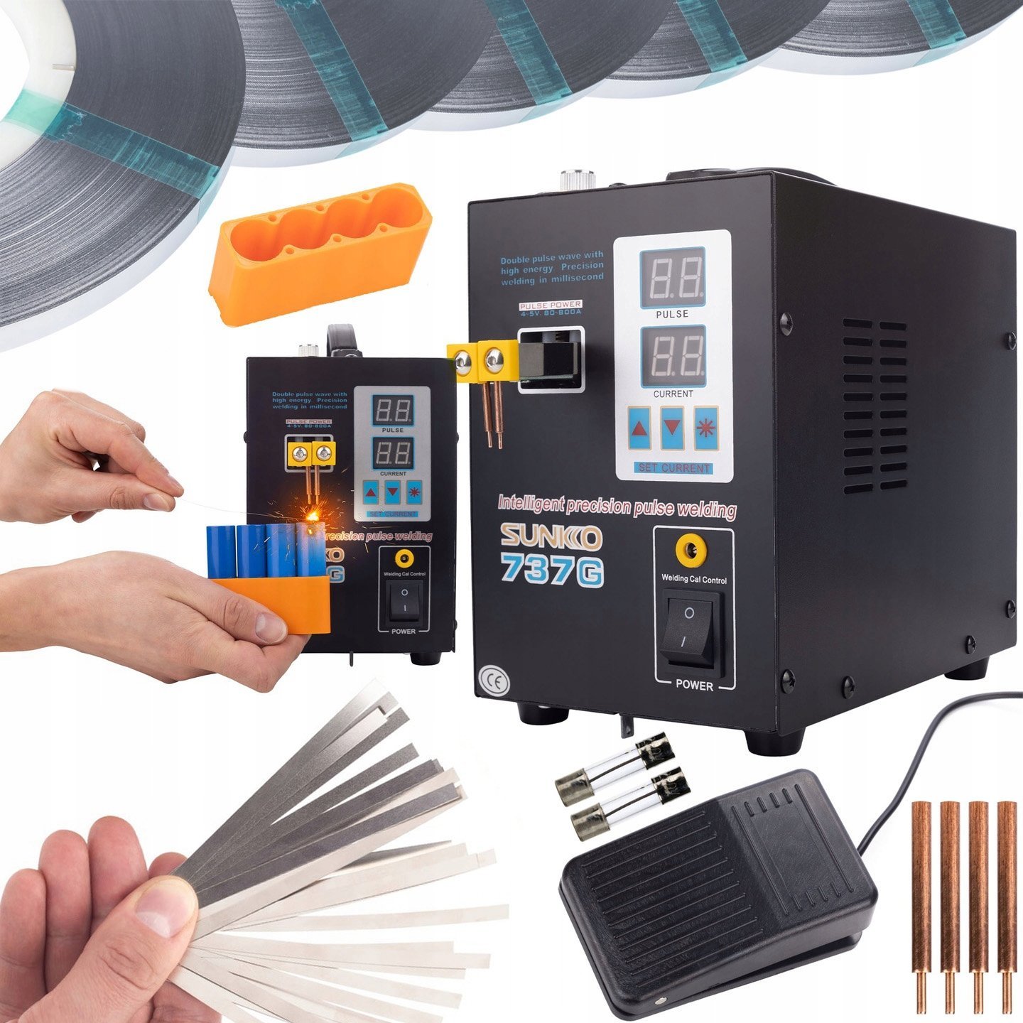 Rosfix ZGRZEWARKA IMPULSOWA DO AKUMULATORÓW OGNIW 737+TAŚMA NIKLOWANA 8X0,15MM 1MB