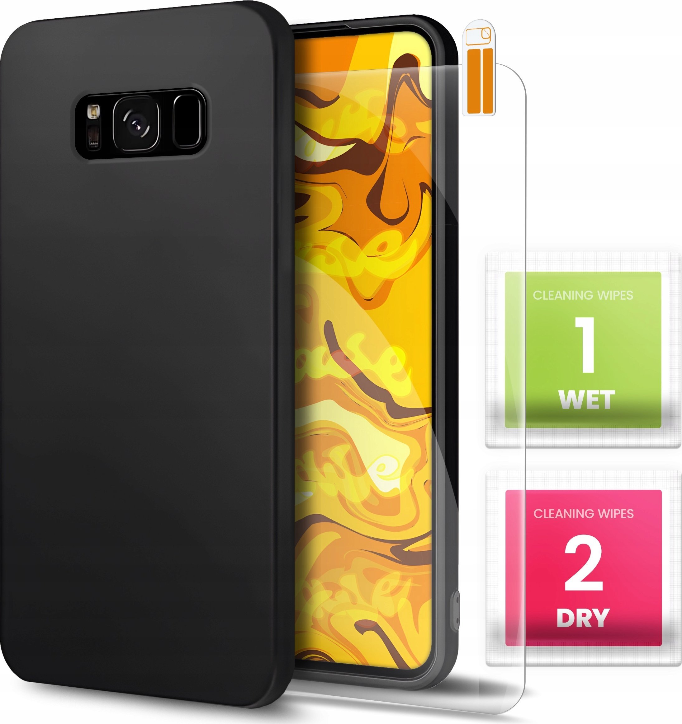 Hello Case Etui do Samsung Galaxy S8 (Czarne, Matowe, Obudowa Slim, Silikon) SZKŁO